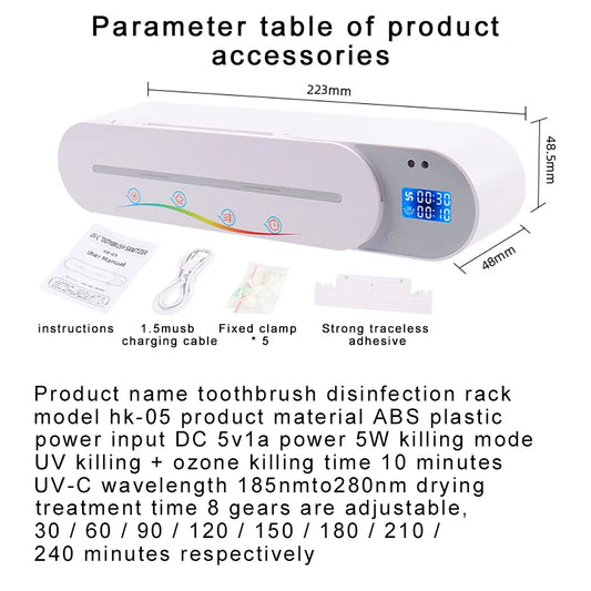 & Hygienic for Ozone, UV Smart Dental with Care Rack Induction, Gesture Sterilizer Air-Drying Toothbrush